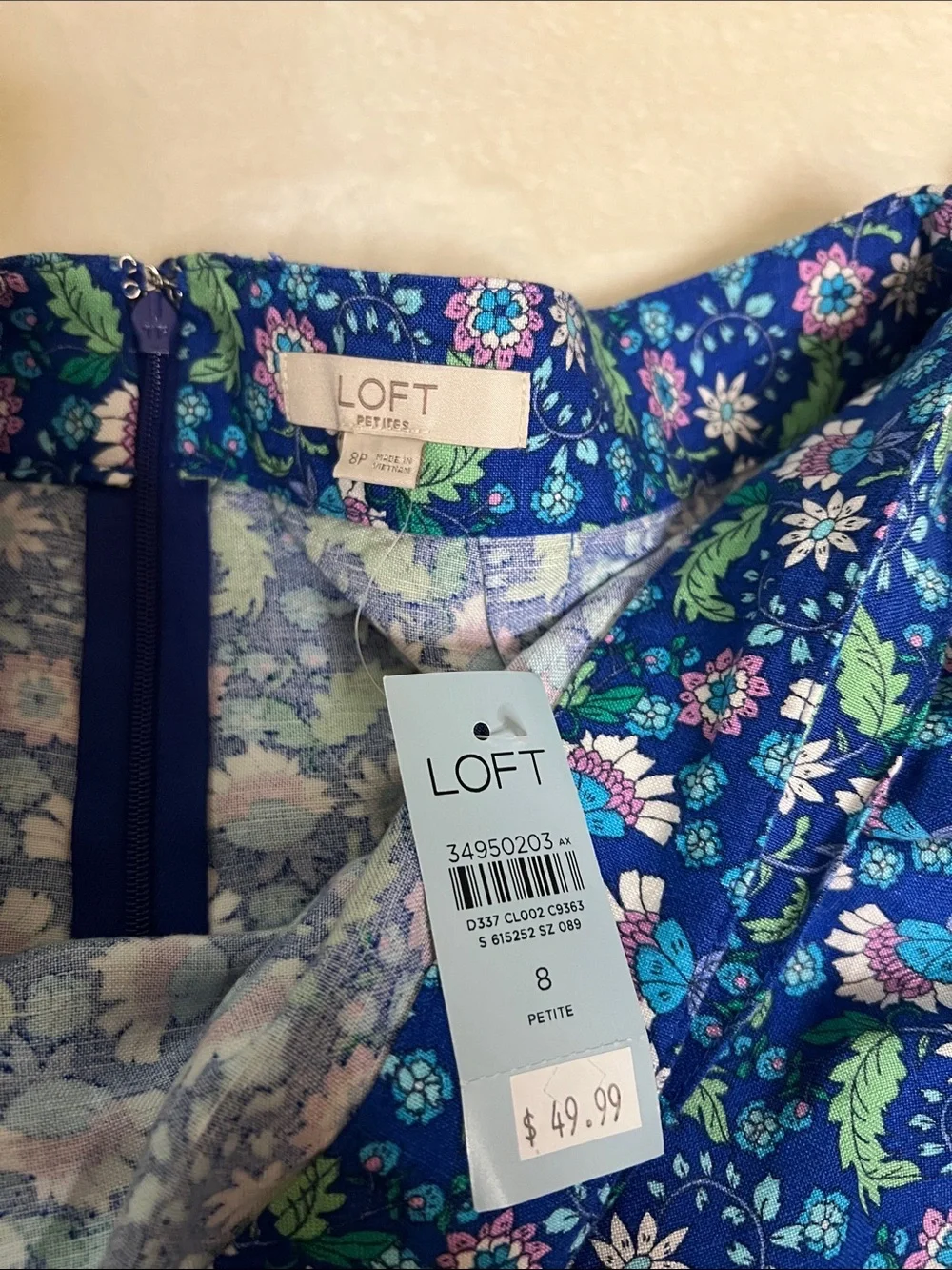 LOFT Navy Floral Wrap Skirt Size 8P NEW